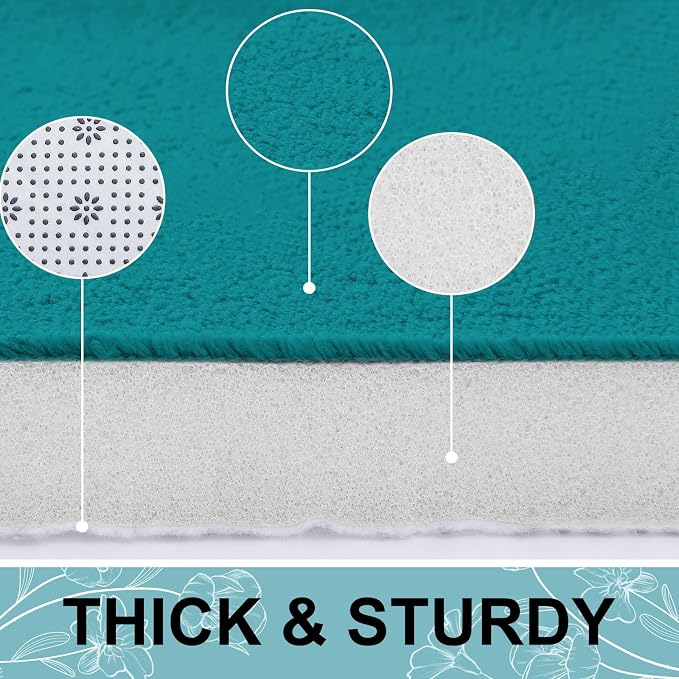 Smiry Memory Foam Bath Mat 30x20, Extra Soft and Absorbent Bathroom Mats, Non Slip Washable Carpet for Floor, Shower and Tub, Teal