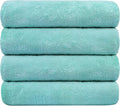 JML Microfiber Bath Towels, 30" x 60", 4 Pack, Green-Floral | Oversized, Soft, Super Absortbent, Fast Drying, Multipurpose Use for Sports, Fitness, Yoga