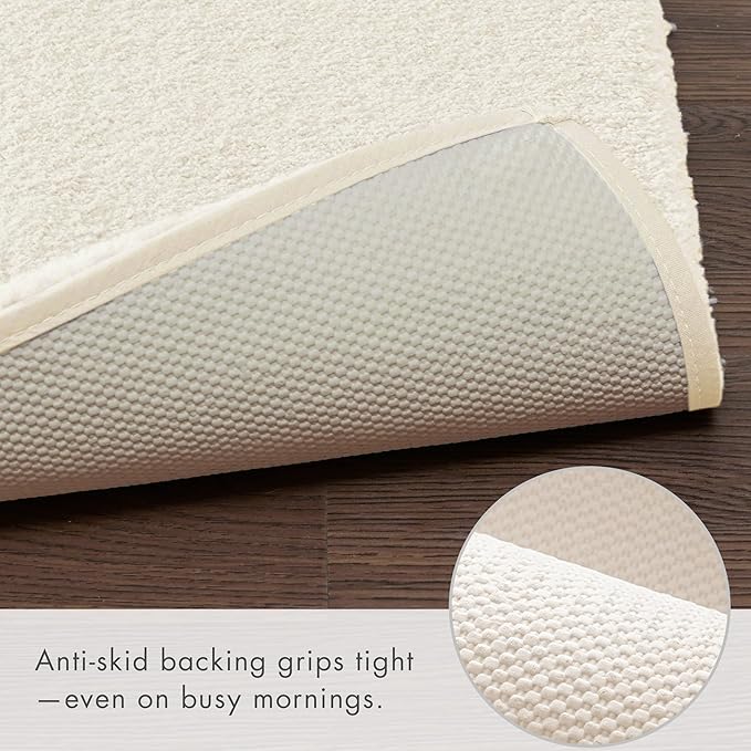 Madison Park Marshmallow Bathroom Rug Non Slip, Luxrurious Plush Bath Mat, Absorbent, Quick Dry, Spa Design Bath Room Décor, 24x40, Cream