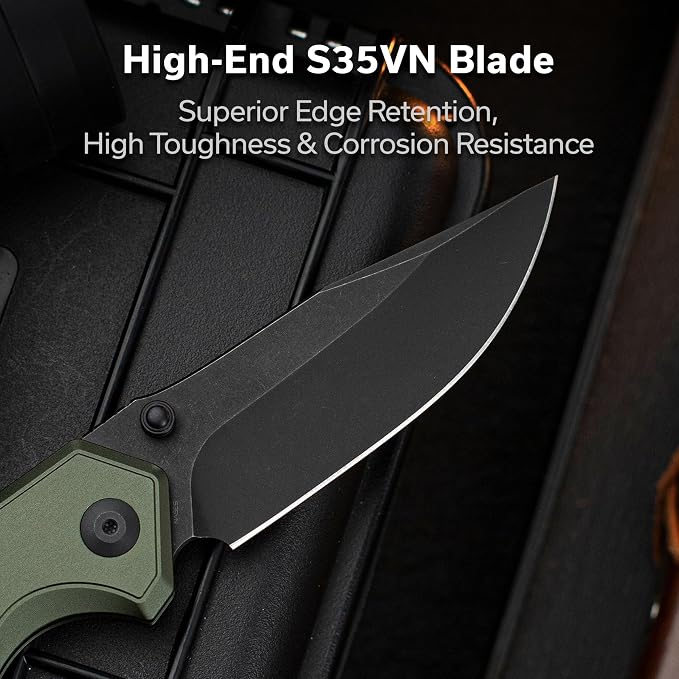 CIVIVI Elite Brova Folding Pocket Knife, 3.41" S35VN Blade, Top Liner Lock | Ergonomic Stylish Aluminum Handle, Reversible Clip, EDC Knife CE25093-3