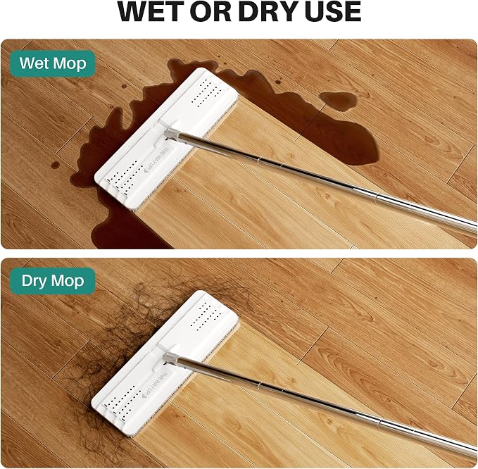 JOYMOOP Mop and Bucket Set, Dust Mops for Floor Cleaning, Wall Mop with 2 Microfiber Mop Head Replacement