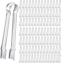 Nuogo 100 Pcs Plastic Buffet Serving Tongs 6.3 Inch One-off Clear Kitchen Tongs Mini Serving Utensils for Food Ice Salad Buffet Barbecue Cookies Tea Coffee Appetizers Party Supplies