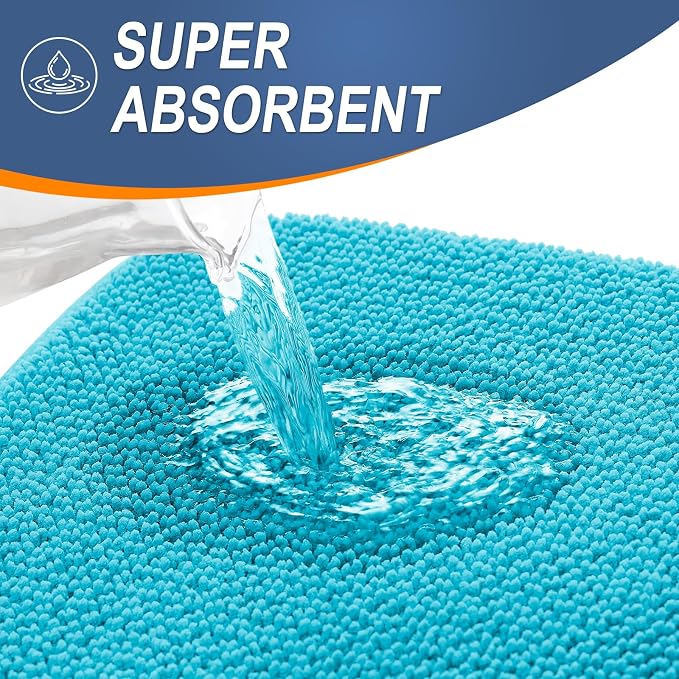 OLANLY Memory Foam Bathroom Runner Rugs 44x24, Absorbent Long Mat, Aqua Sky | Soft Quick Dry Bath Mat Rugs, Non-Slip, Machine Washable Mat for Bathroom Floor, Tub and Shower, Home Decor Accessories