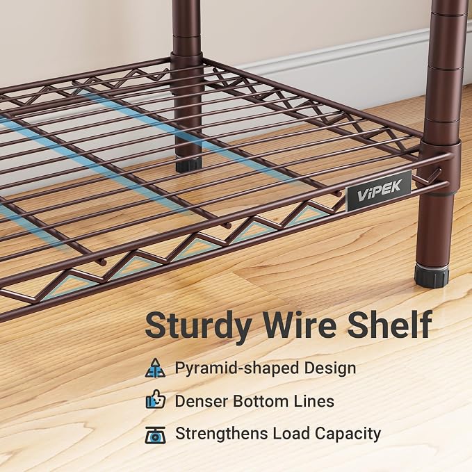 VIPEK V5 Portable Closet Wardrobe Heavy Duty Clothes Rack Metal Freestanding Clothing Racks, Adjustable Custom Closet Racks with 4 Hanging Rods & 8 Shelves, 68.9" Lx15.7 Wx76.4 H, Bronze