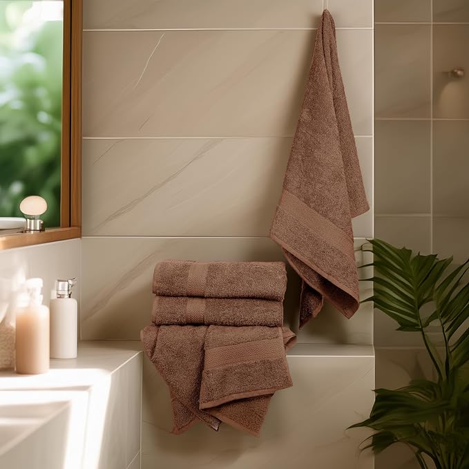 Medium Size Bath Towels Set of 6 – 100% Cotton Terry – 24" x 48" – Quick Dry, Soft & Highly Absorbent – Acorn Towels for Bathroom, Gym, Spa, Pool & Daily Use