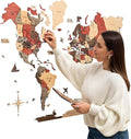 Enjoy The Wood 3D Wooden World Map Wall Art - Large Travel Map with Pins for Art Decor - Decorative Map of the World for Home, Office - Travel Wall Art Housewarming Gift Idea (Fusion, XL, Unframed)