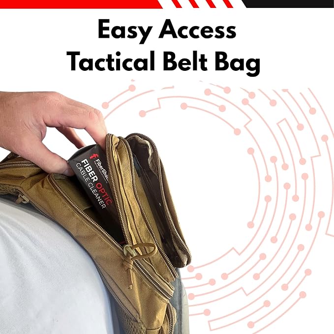 Fibershack - Fiber Optic Cleaning Kit - 7 in 1 Fiber Cleaning Kit - Tan Tactical Easy Access Waist Belt Bag - for Flawless Fiber Cleaning Results - Clean Fiber Optic Cables Quickly & Efficiently