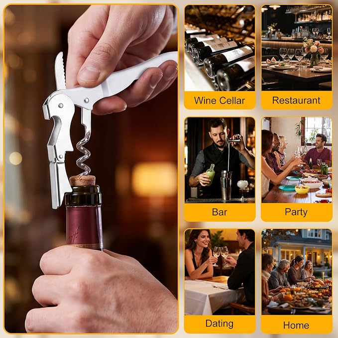 Raiten 100 Pack Waiter Corkscrew Wine Opener Double Hinged Wine Key Bottle Opener with Foil Cutter Heavy Duty Professional Corkscrew for Bartender Server Sommelier (Mix Color)