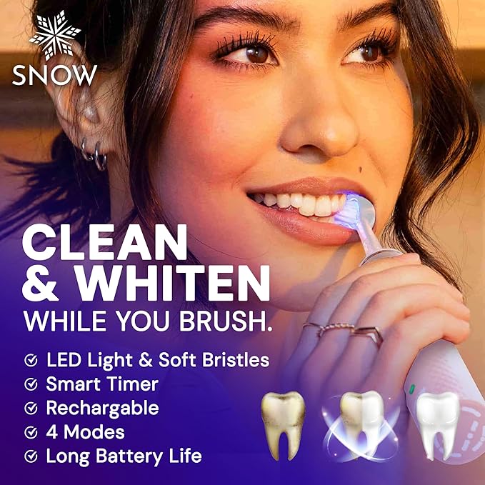 SNOW LED Electric Toothbrush Gen 2 – Rechargeable Electronic Brush for Adults – Sonic Technology w/LED Light Whitening & Cleaning Powered for Oral Routine Coastal Sunset Pink Gen2