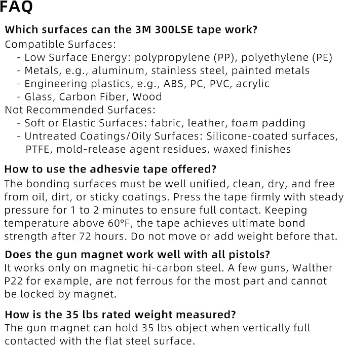 Gun Magnet 35lbs, No Drill 3M Big Adhesive Tape, Car Holster, Anti Scratch | | Neodymium Magnetic Gun Mount | Indoor Gun Racks for Vehicle Truck Wall Gun Safe Desk | Ultra Slim