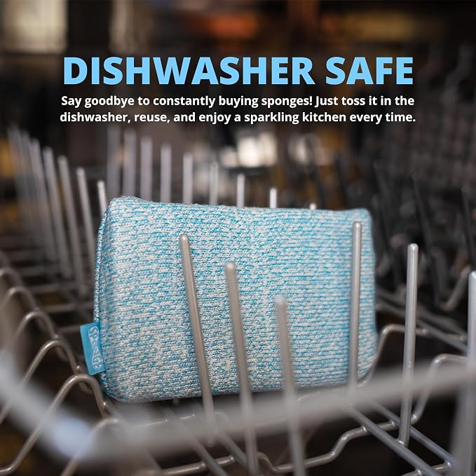 Grill Rescue Heavy Duty Kitchen Sponge - Lasts 20x Longer, Scratch-Free, Safe for Non-Stick Cookware - Cut Resistant, Versatile Household, Bathroom & Outdoor Cleaning Supplies (5, Blue)