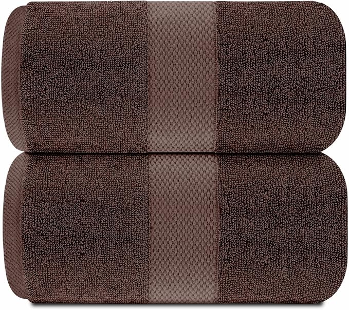 White Classic Luxury Soft Brown Bath Sheet Towels - 650 GSM Cotton Luxury Bath Towels Extra Large 35x70 / Highly Absorbent and Quick Dry/Hotel Collection Extra Large Bath Towels Oversized, 2 Pack