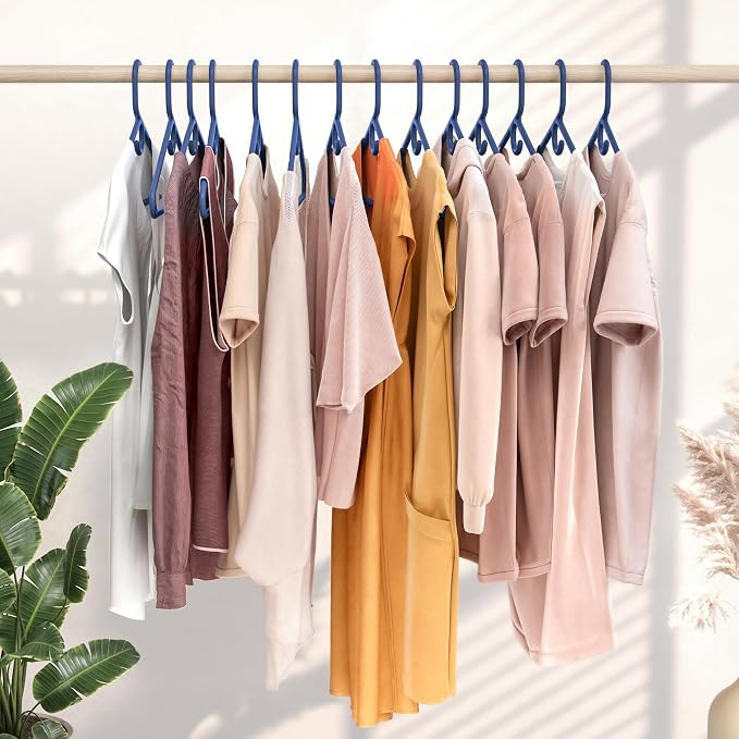 NEATERIZE Thick Heavy Duty Hangers - Navy Plastic Clothes Hangers 24 Pack - Great for Coat Hanger, Jackets Jeans & Suit Hanger for Closet - New Apartment Essentials Percheros Ganchos para Colgar Ropa