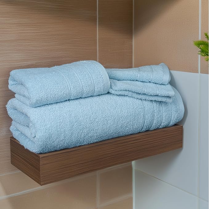 Tens Towels 8 Piece Towel Set, 2 XL Bath, 2 Hand, 4 Washcloth, Sky Blue | 100% Cotton, Lighter Weight, Quicker to Dry, Super Absorbent, Perfect for Bathroom