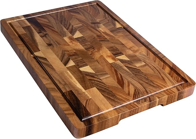 Walnut Wood Cutting Boards for Kitchen, End Grain Chopping Board | Charcuterie Board with Juice Groove & Handle, Butcher Block for Meal Prep & Serving with Gift Box, 16.5" x 11.6" x 0.8"