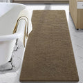LOCHAS Luxury Bathroom Rug Shaggy Bath Mat 24 x 60 Inch, Tan | Washable Non Slip Bath Rugs for Bathroom Shower, Soft Plush Chenille Absorbent Carpets