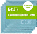 E-Cloth Glass & Polishing Cloth - Microfiber Cleaning Towel Cloth for Windows, Cars, Mirrors, Eyeglasses, & More, Streak Free Clean, Reusable & Machine Washable - Alaskan Blue (4 Pack)