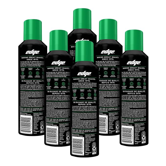 Edge Shaving Gel for Men, Soothing Aloe with Twice The Aloe, (6 Pack) - Shave Gel For Men That Moisturizes, Protects and Soothes To Help Reduce Skin Irritation