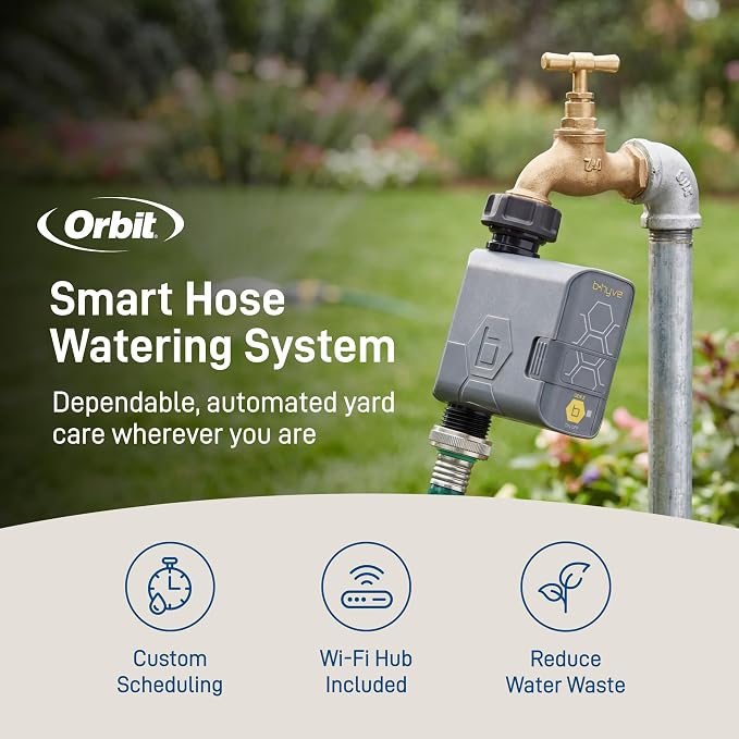 Orbit B-hyve Gen 2 Smart Hose Watering Timer with Wi-Fi Hub - Smart Hose Watering Timer - Wi-Fi System - App Controlled - Weatherproof AA Battery Powered - 90204