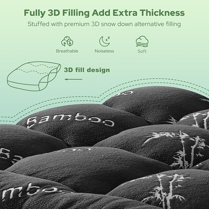 BEDLORE Twin XL Mattress Topper Viscose Derived from Bamboo, Thick Pillow Top Mattress Pad with Deep Pockets for 6-15 inches Mattress, Soft Mattress Topper College Dorm Size for Back Pain(Dark Gray)