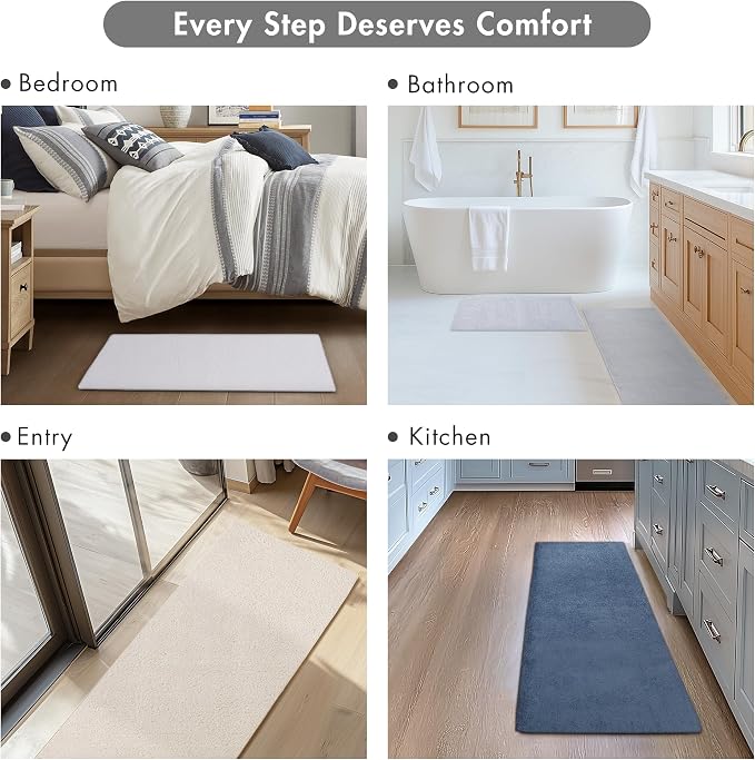 Madison Park Marshmallow Bathroom Rug Non Slip, Luxrurious Plush Bath Mat, Absorbent, Quick Dry, Spa Design Bath Room Décor, 24x72, Grey