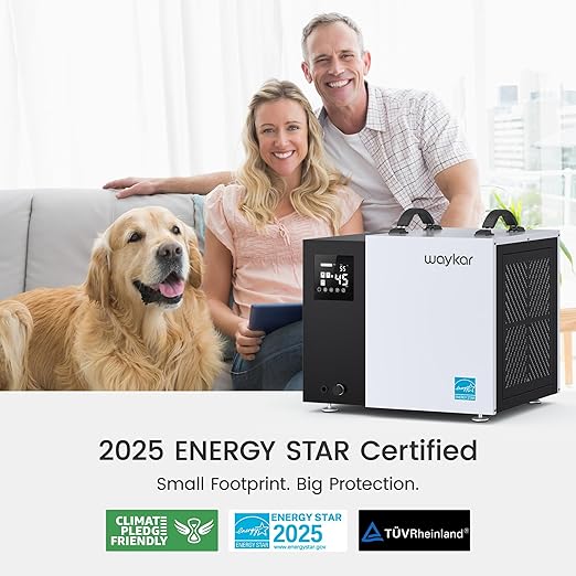 Waykar 70 Pint Energy Star Crawl Space Dehumidifier with Drain Hose for Basements, Commercial & Water Damage Spaces up to 5000 Sq. Ft., Compact, Strong Dehumidification, 5-Year Quality Coverage