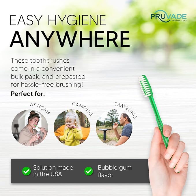 144 Pack Disposable Toothbrushes with Toothpaste - Kids Toothbrush | Prepasted Toothbrushes Individually Wrapped - Single Use Waterless Tooth Brush with Soft Bristles - Bubblegum Flavor/Kids