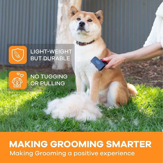 Deshedding Dog Brush for Short/Medium Hair (Medium,Red) – Gentle Deshedding Tool for Dogs & Cats – Reduces Shedding, Without damaging Topcoat. Removes Loose Fur & Dead Undercoat.