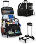 Marscamd Large Rolling Cleaning Caddy Bag with Detachable Trolley, Cleaning Supplies Organizer with Wheels for Housekeepers, Black