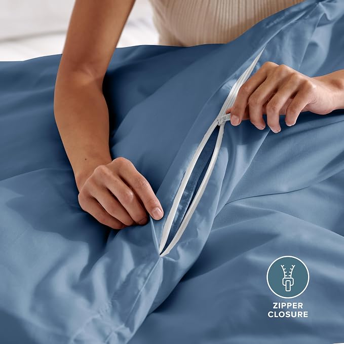 Bare Home Bedding Duvet Cover Queen Size - Premium 1800 Super Soft Collection - Lightweight, Cooling Duvet Cover - Soft Breathable Bedding (Queen, Coronet Blue)