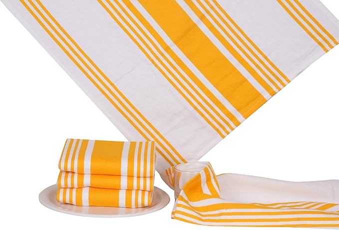 Urban Villa Kitchen Towels Cotton Dish Towels 20”x30” (Set of 6) Yellow Wht