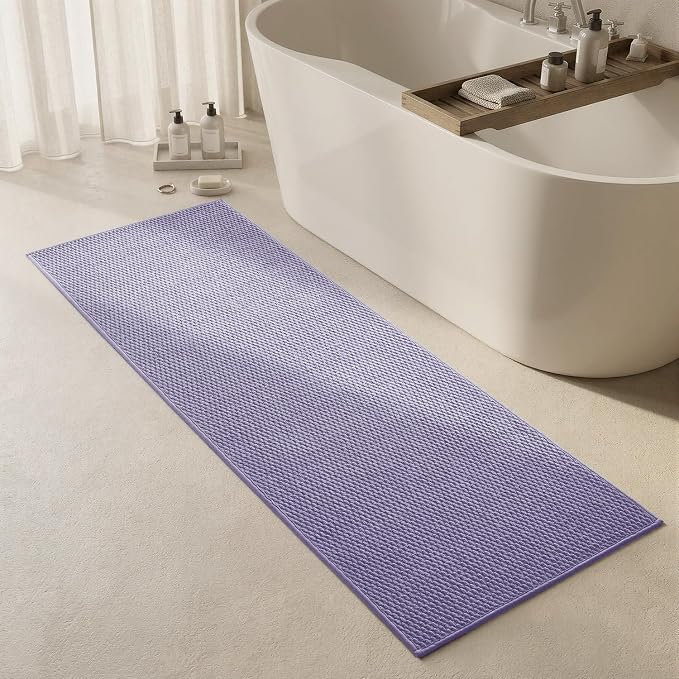 Triohero Bathroom Runner Rugs, Long Bath Mat Runner Washable Thin Quick Dry Low Pile Bathroom Runner Rugs Non Slip, Lavender 24"x70"