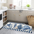 4x10 Marine Life Runner Rug for Hallway, Washable Seahorse Coral Reef Rug Runner Non Slip, Blue Seashell Home Decor Carpet for Kitchen, Bedroom, Entryway, Laundry Room, Ultra Thin Soft H234