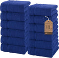 Hawmam Linen Luxury Cotton Washcloths 13x13 Inch - Large Hotel Spa Bathroom Face Towel | 12 Pack | Royal Blue