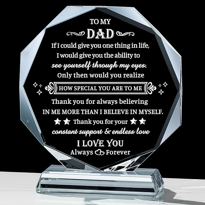 Movdyka Gifts for Dad Christmas Birthday from Daughter Son - Crystal Keepsakes Best Dads Ever Gift to My Father on Valentine Fathers Thanksgiving Day