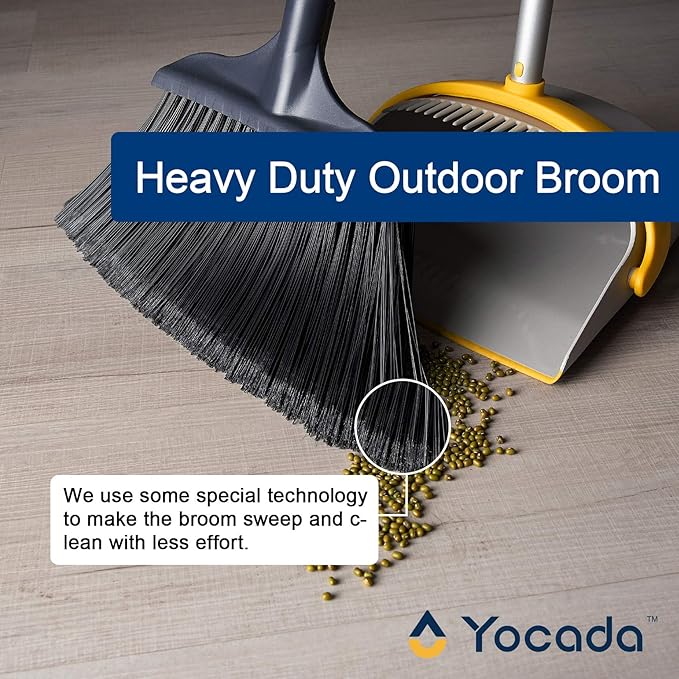 Yocada Commercial Broom Outdoor Indoor Commercial 3 PCS for Courtyard Garage Lobby Mall Market Floor Home Kitchen Room Office Pet Hair Rubbish 54Inch