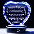 Gifts for Mother in Law with Colorful LED Base Unique Crystal Heart to My Mother in Law Mothers Day Christmas Birthday Gift Best Bonus Mom Gifts from Daughter/Son in Law