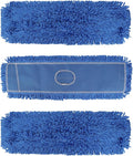 3 Pack 24 Inch Microfiber Dust Mop Head, Medium Washable Commercial Sweeper and Janitorial, Blue