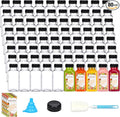 TOMNK 80pcs 8oz Plastic Juice Bottles with Caps Empty Reusable Clear Bottles with Label, Funnel and Brush Beverage Containers Bulk with Lids for Juicing, Smoothies, Fridge