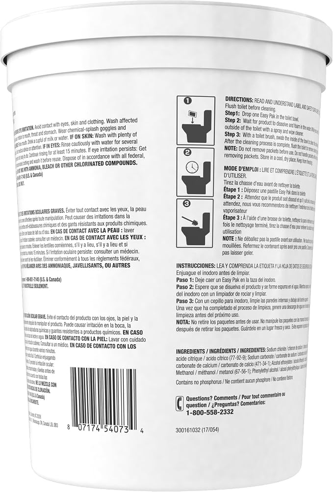 CREW CBD540731 Toilet Bowl Cleaner Easy Paks, Packets Foam & Dissolve to Leave Toilet & Urinal Sparkling Clean, Fresh Floral Scent, Paks, 90-Count