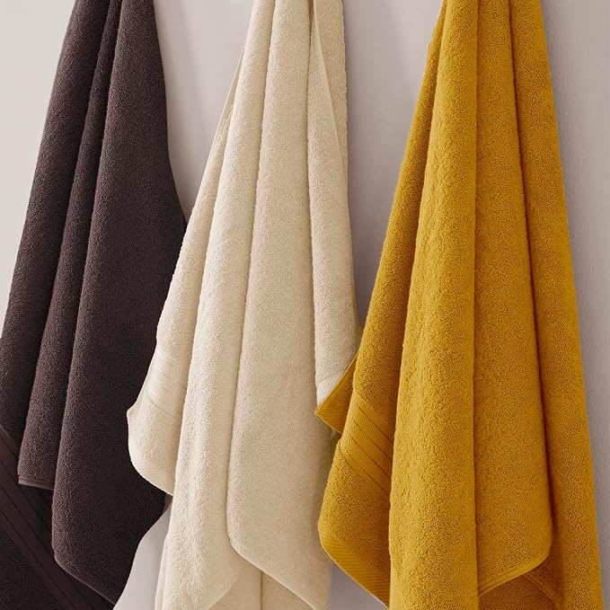 COZYART Luxury Bath Towel Set 6 Pcs, Brown 100% Turkish Cotton 650 GSM | OEKO-Tex 100 Certified Zero Twist Ring Spun, Soft Absorbent Quick Dry, Plush Fluffy, Breathable Hotel Quality for Daily Use