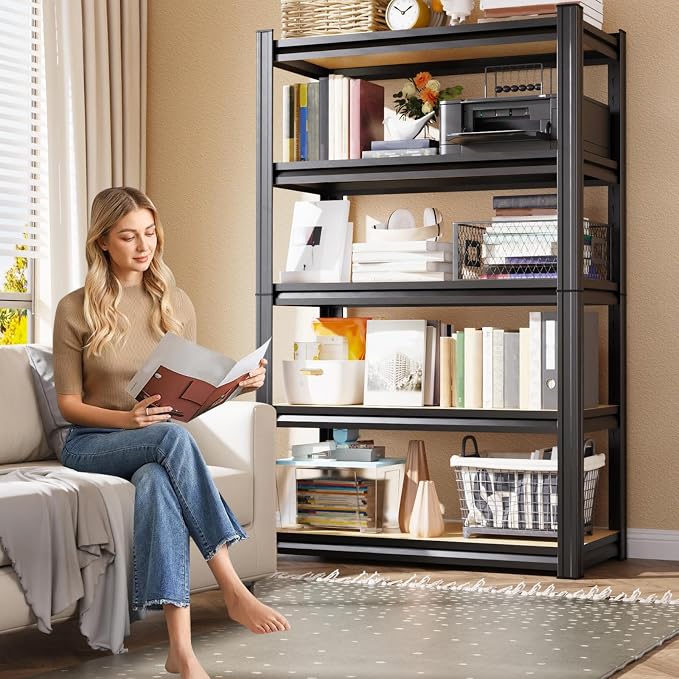71" H x 35" W Garage Shelving, 5-Tier Adjustable Metal Storage Shelves, Utility Steel Storage Rack for Garage, Warehouse, Pantry, Basement, Industrial & Workshop Organization,15.7" D