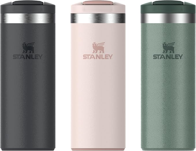 STANLEY 1913 Transit Flip Top Mug 0.35L - Rose Quartz | Keeps 4 Hours Hot - 6 Hours Cold - Leakproof - Dishwasher Safe - Car Cup Holder Compatible