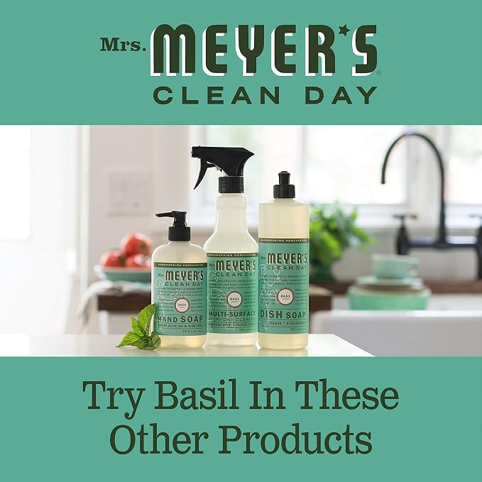 MRS. MEYER'S CLEAN DAY Liquid Fabric Softener Bottle, Basil Scent 32 Fl oz (Pack of 4)