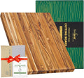 Large Teak Wood Cutting Board with Hand Grip (22x16x1.25", L) | Large wooden cutting boards for kitchen, wood chopping board, butcher block, charcuterie board for serving. Gift box included