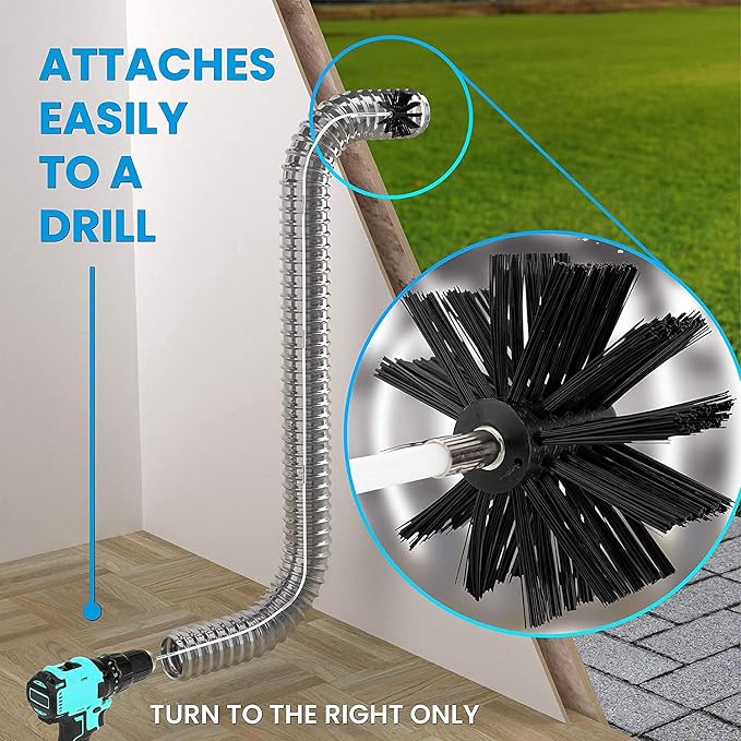 The Professional Dryer Vent Cleaner Kit -(40-Feet) Innovative Lint Remover Reusable Strong Nylon| Flexible Lint Brush with Drill Attachment for Faster Cleaning