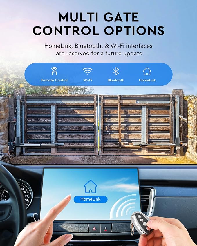 CO-Z ADSW4 Automatic Gate Opener Kit, Dual Swing Gate Openers for Doors up to 1300lb 20ft, Electric Driveway Gate Openers with Remote Kit Infrared Sensors Equipped Solar Battery Charging Compatible
