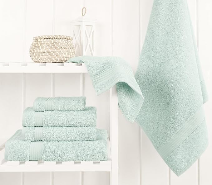 Cotton Paradise 6 Piece Towel Set, 100% Cotton Soft Absorbent Turkish Towels for Bathroom, 2 Bath Towels 2 Hand Towels 2 Washcloths, Mint Towel Set