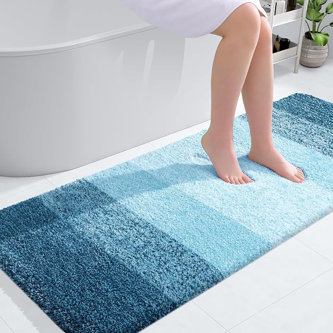 OLANLY Large Bathroom Rugs Mat 50x30, Extra Soft Absorbent Microfiber Bath Rugs, Rubber Backing, Quick Dry, Washable Bath Mats for Bathroom Floor, Tub and Shower, Home Decor Accessories, Peacock Blue