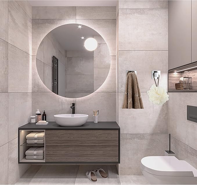Towel Hooks for Bathrooms, Chrome Polished Towel Hook for Kitchen Bathroom, SUS304 Stainless Steel Coat Hook, Square Heavy Duty Robe Hooks for Hanging Towels, Coats, sponges, Wall Mount, 4 Pack